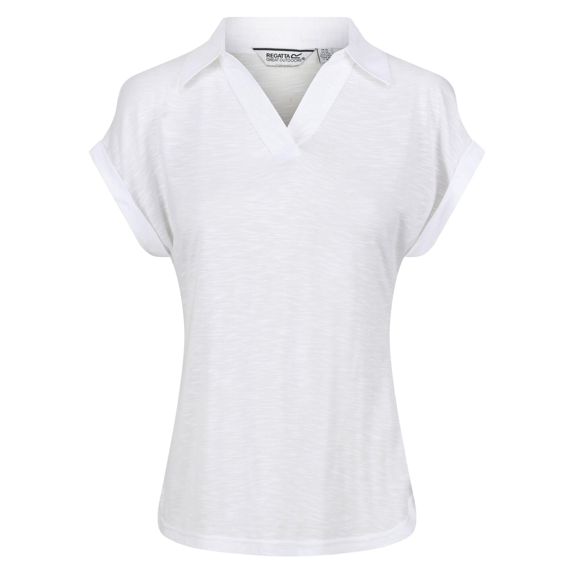 Womens/Ladies Lupine Collared TShirt (White) 1/5