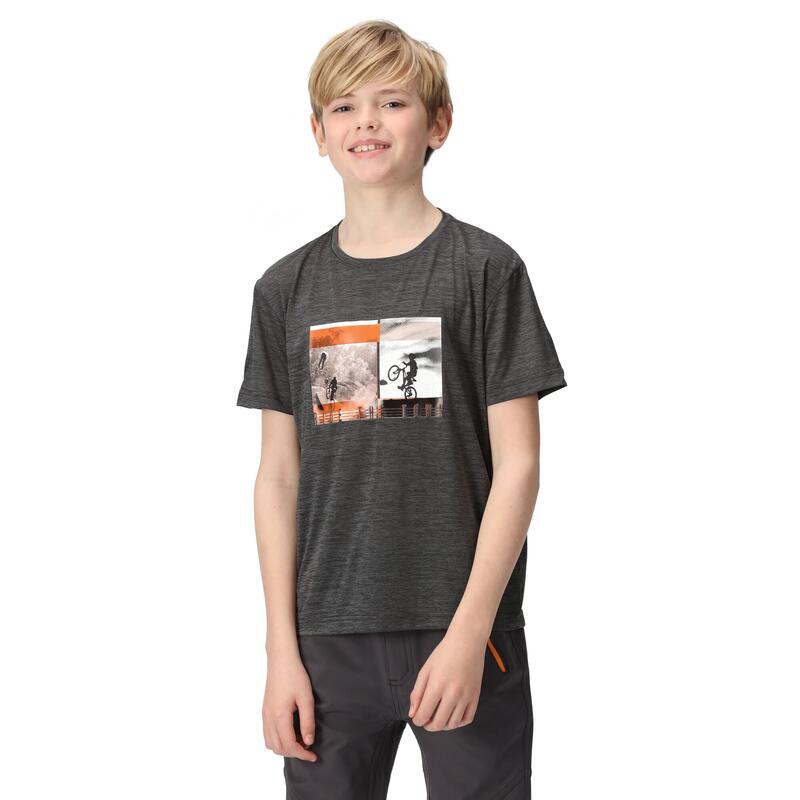 Camiseta Findley Bicicleta de Montaña de Jaspeada para Niños/Niñas Gris Seal