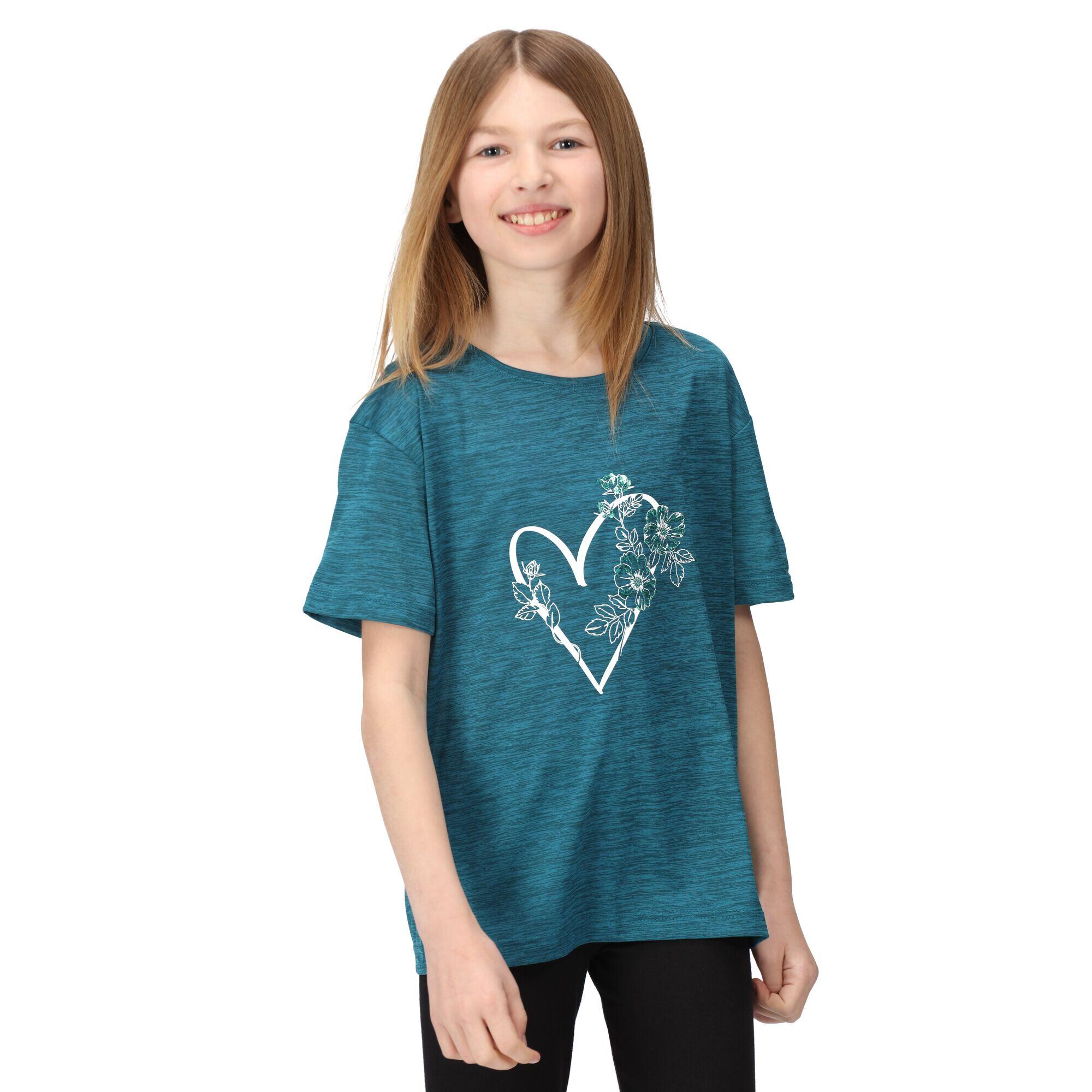 Childrens/Kids Findley Keep Going Heart Marl TShirt (Gulfstream) 4/5