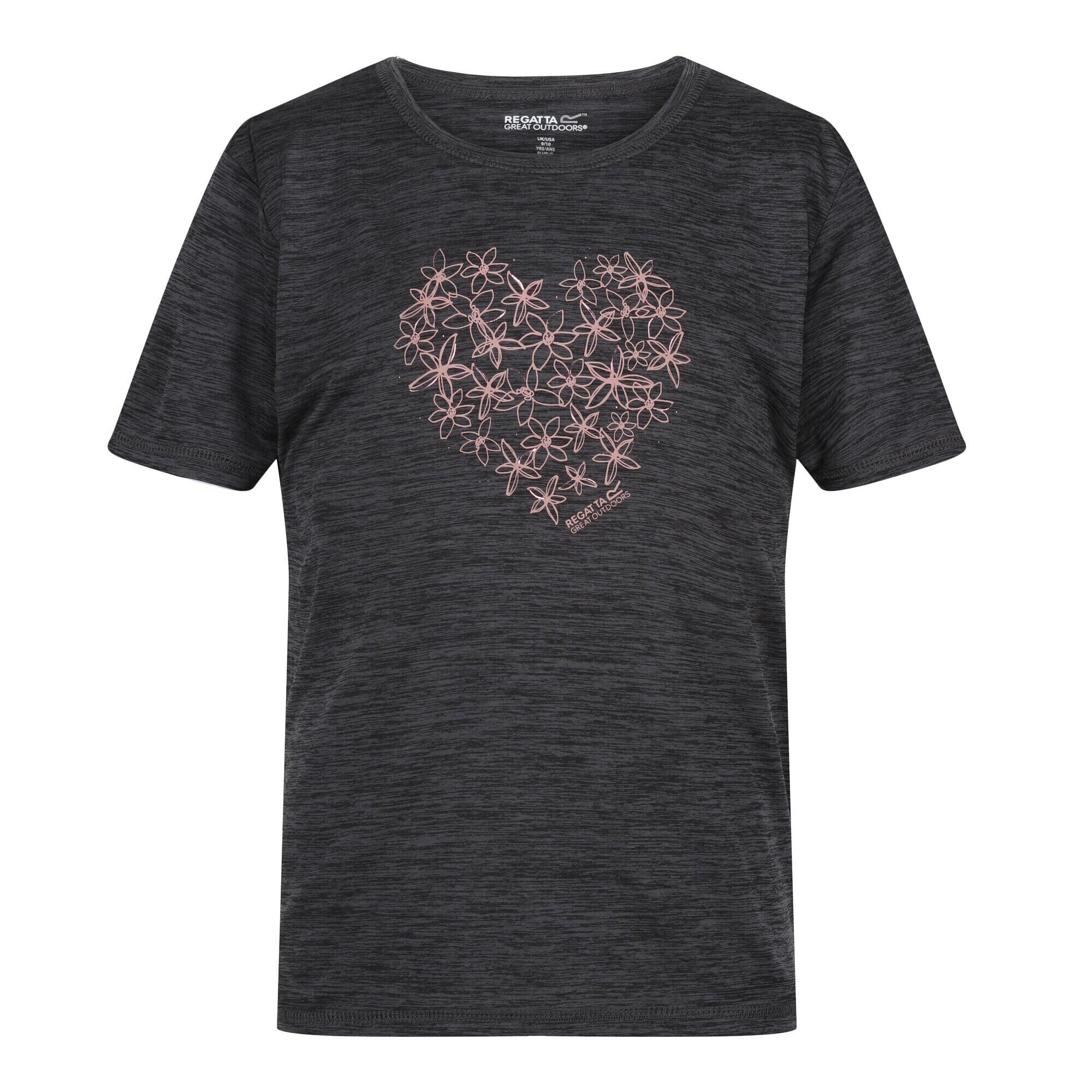 REGATTA Childrens/Kids Alvarado VII Heart Marl TShirt (Seal Grey)