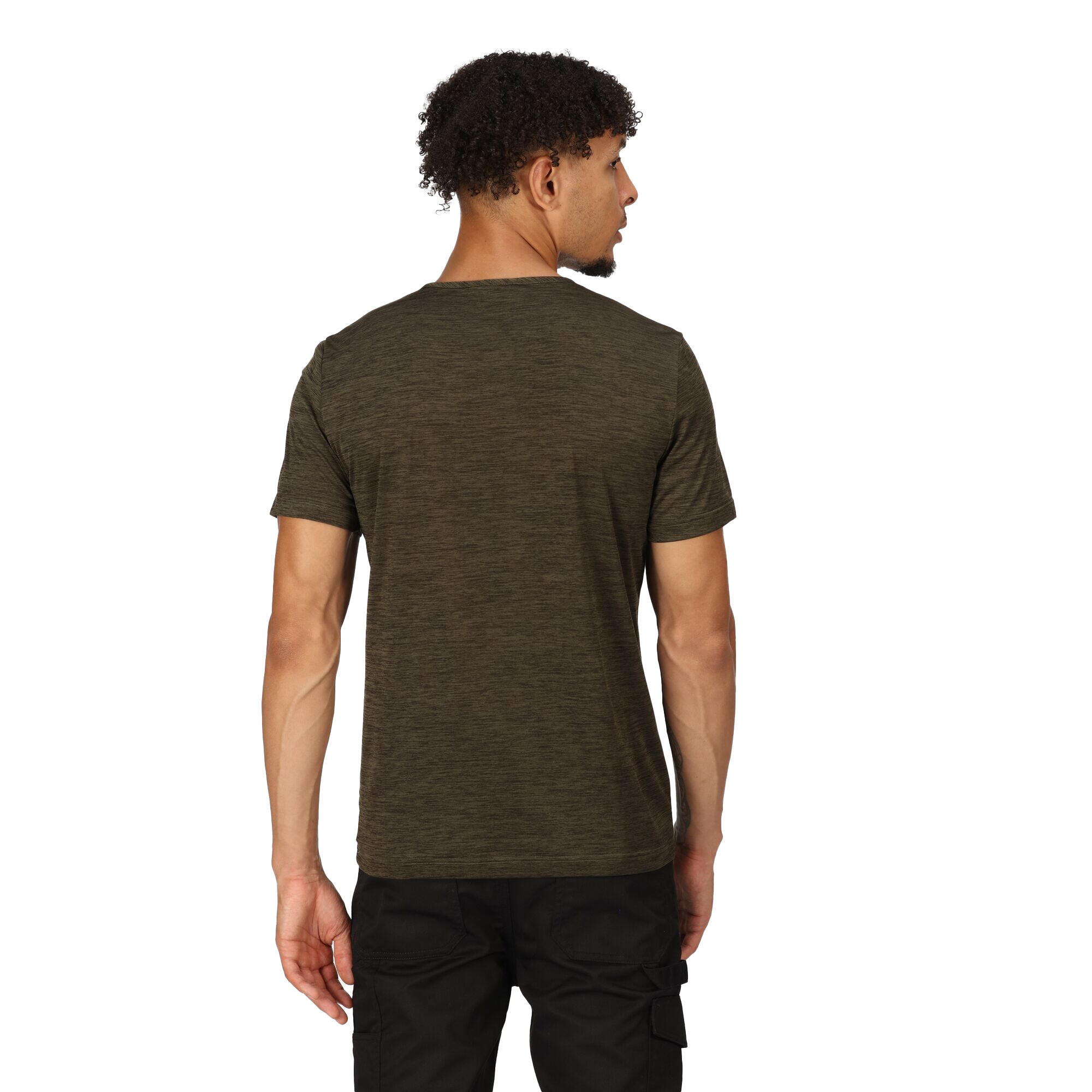 TShirt Feuchtigkeitsabweisend für Herren Dunkel-Khaki meliert 4/5