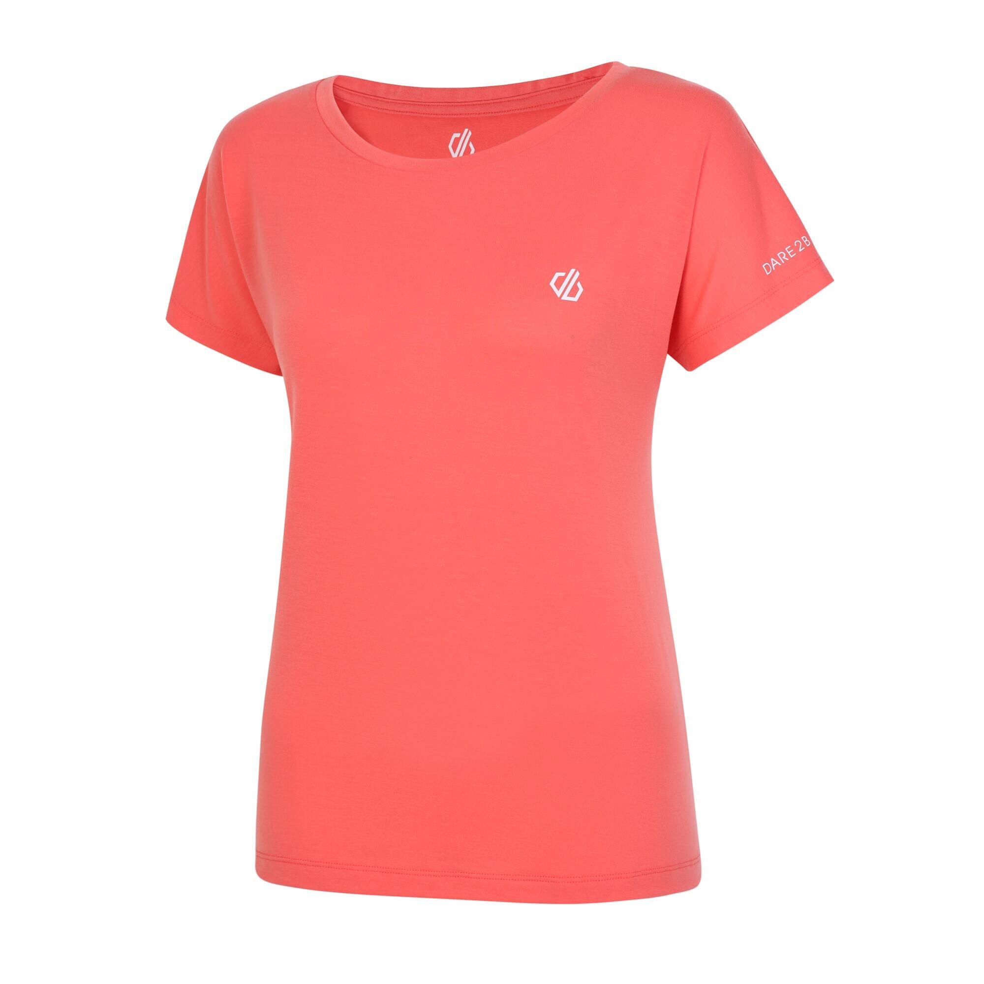 Womens/Ladies Persisting Marl Lightweight TShirt (Neon Peach) 3/5