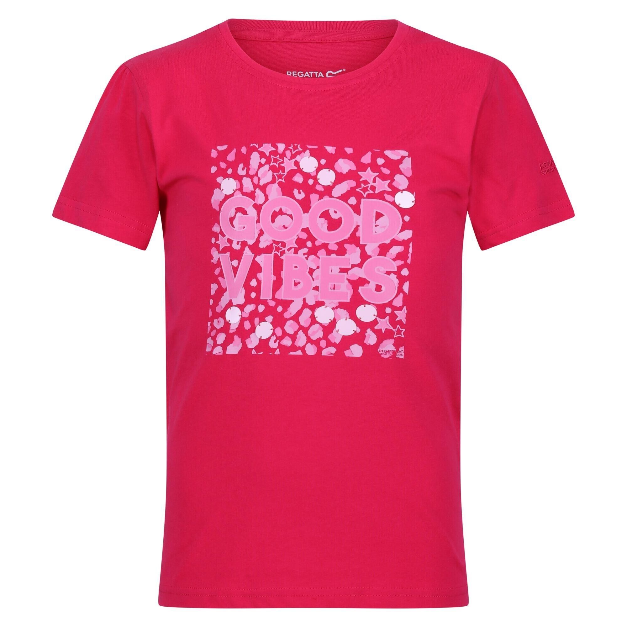 REGATTA Childrens/Kids Bosley VI Text TShirt (Pink Potion)