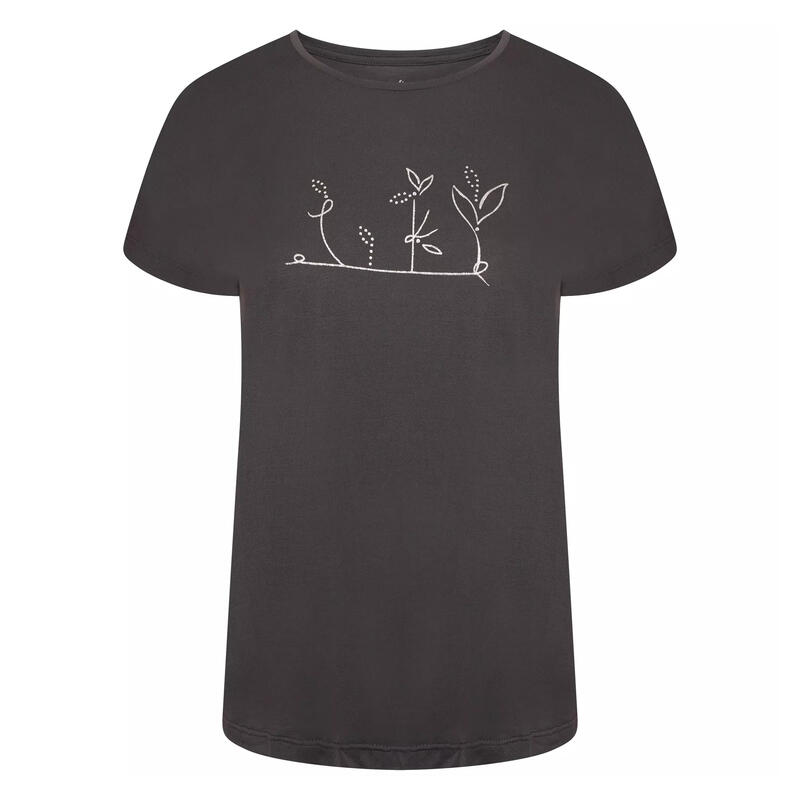 Camiseta Crystallize Hojas para Mujer Gris Carbón