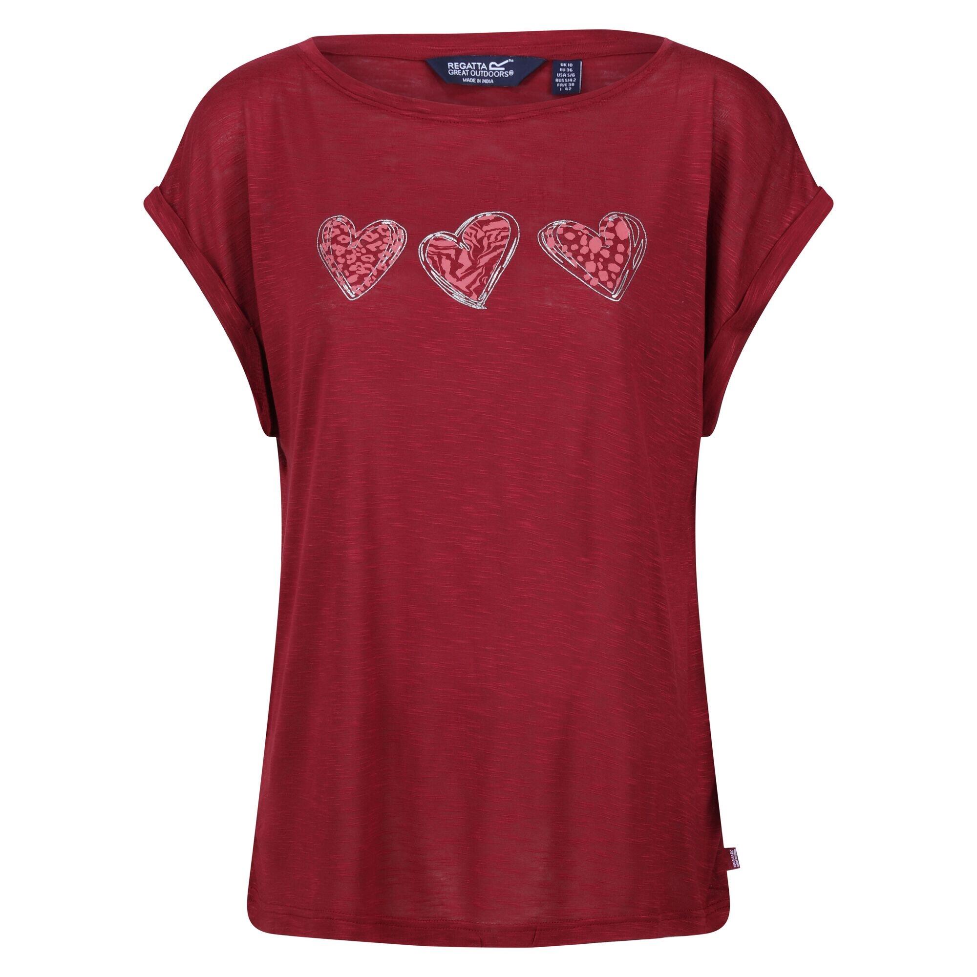 Womens/Ladies Roselynn Hearts TShirt (Cabernet) 1/5