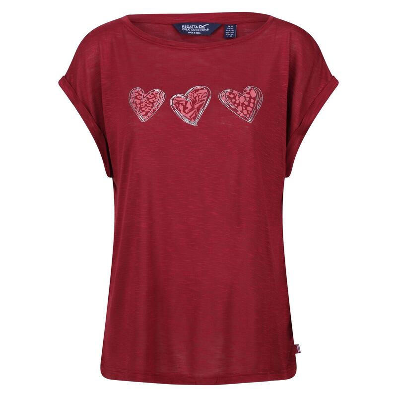 T-Shirt Corações Roselynn Mulher Cabernet