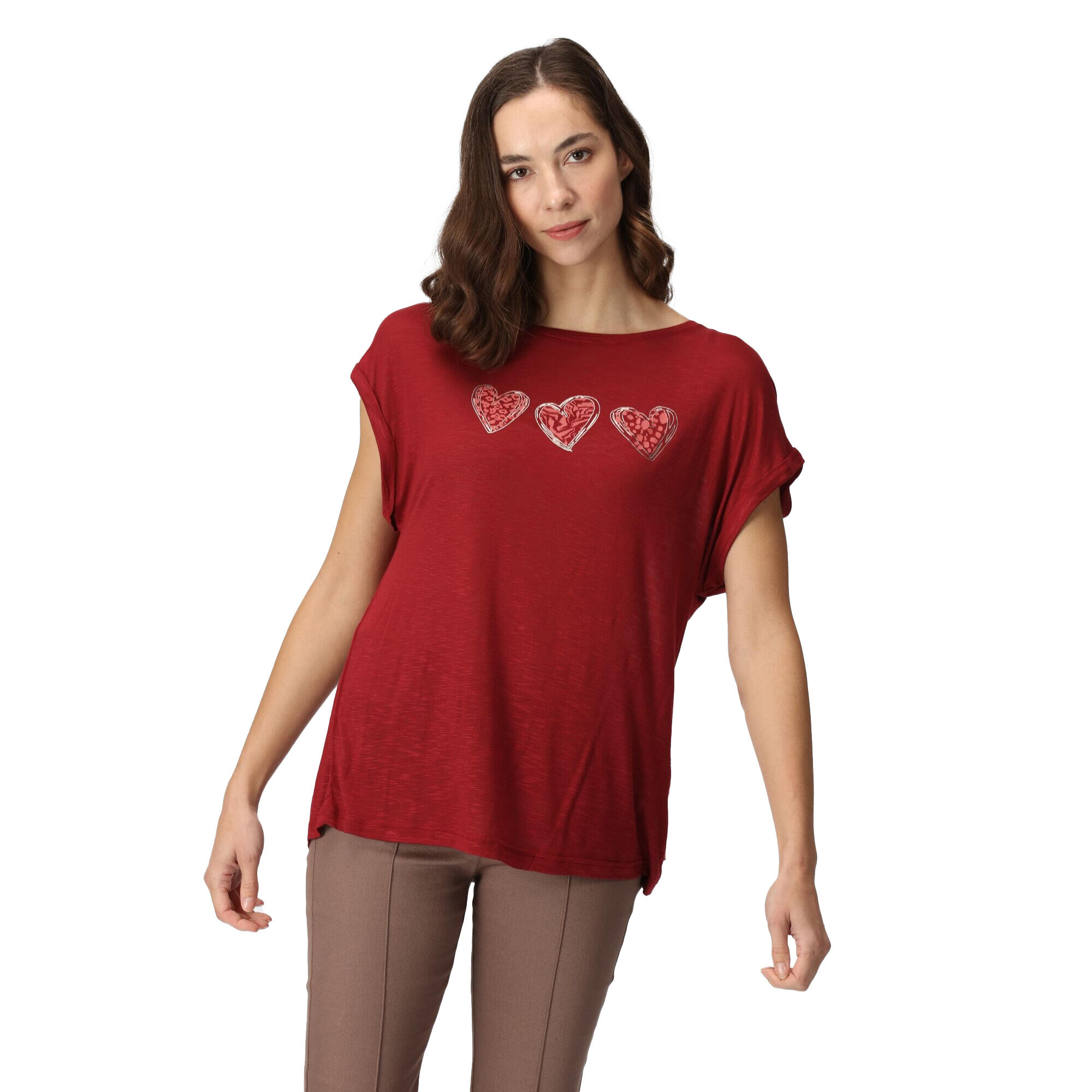 Tshirt Motif/style Cœurs ROSELYNN Femme (Cabernet) 3/5