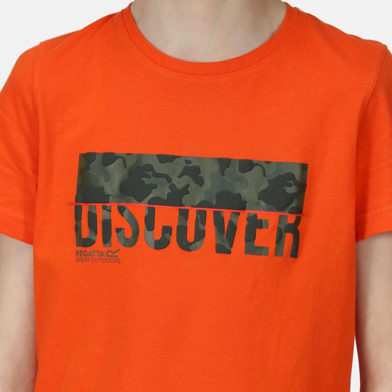 Camiseta Bosley V Rectangular para Niños/Niñas Naranja Magma