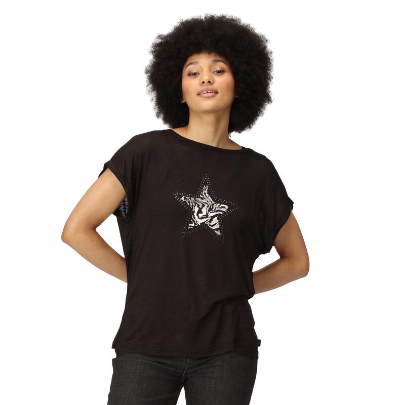 Camiseta Roselynn Estrella para Mujer Negro