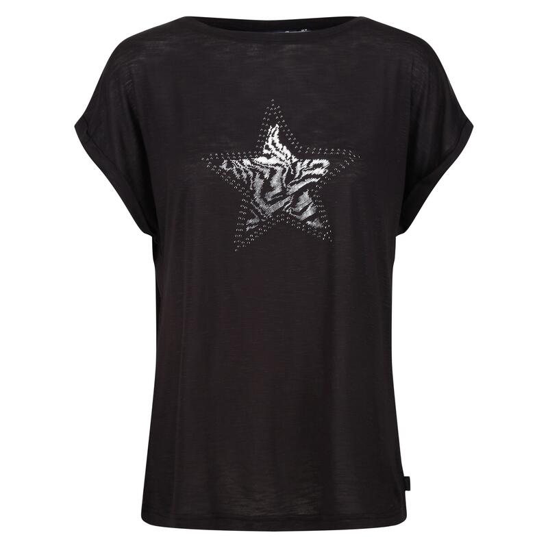 Camiseta Roselynn Estrella para Mujer Negro