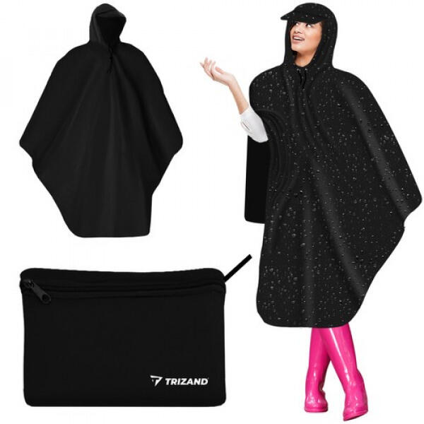 TRIZAND Regenponcho Schwarz One-Size 130x115cm