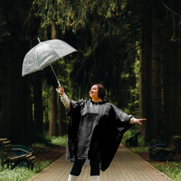 Poncho De Pluie Noir Taille Unique 130x115cm