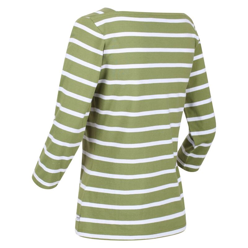 Dames Polexia Stripe Tshirt (Druivenblad/Wit)