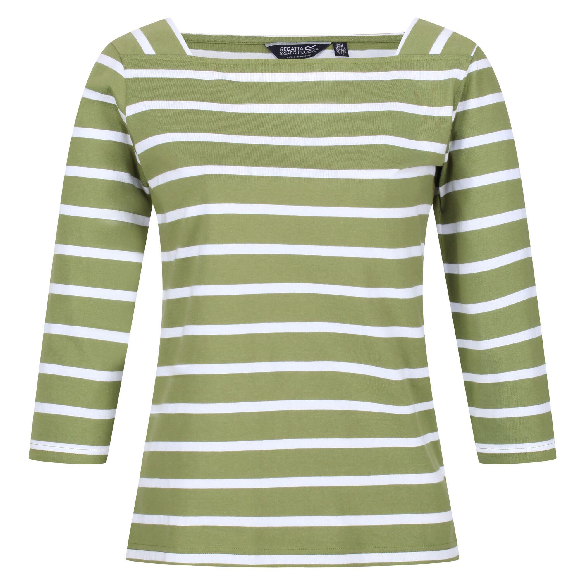 Regatta - Tshirt À Rayures Polexia Pour Dames/femmes (vert Kaki Sombre / Blanc) - T-shirt Manches Courtes - Blanc|vert - 42 M/l - Decathlon