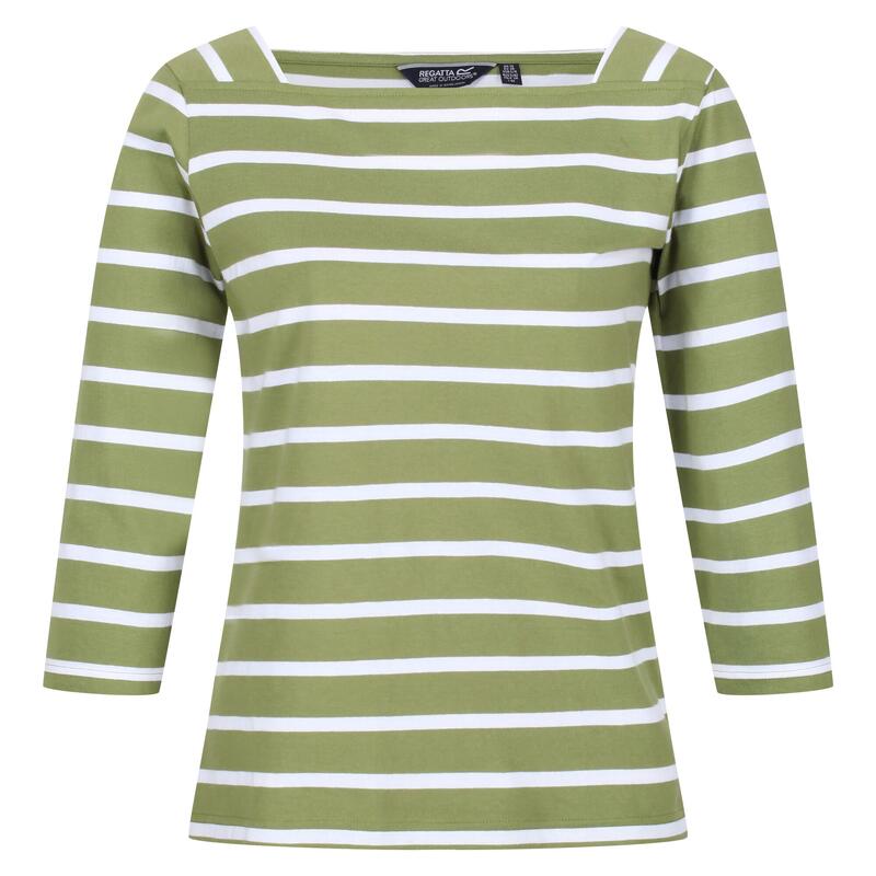 Dames Polexia Stripe Tshirt (Druivenblad/Wit)