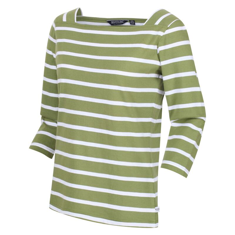 Dames Polexia Stripe Tshirt (Druivenblad/Wit)