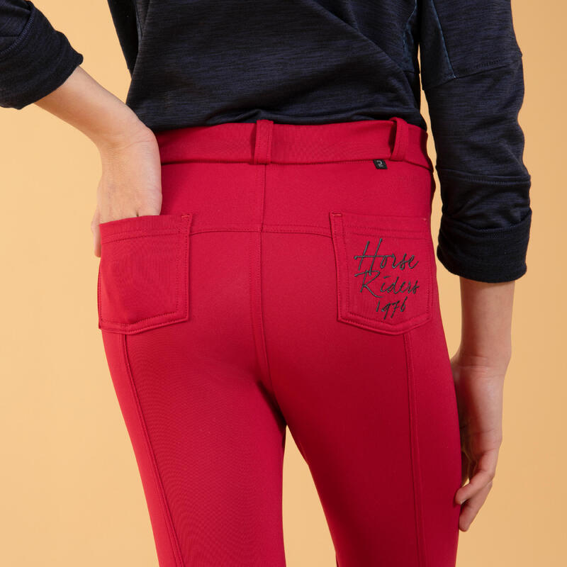 Seconde vie - Pantalon équitation chaud Enfant - 100 rose cardinal - TRÈS BON