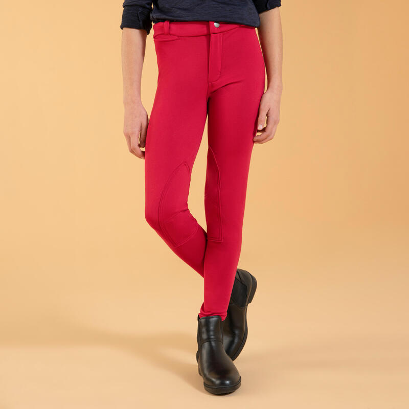 Seconde vie - Pantalon équitation chaud Enfant - 100 rose cardinal - TRÈS BON