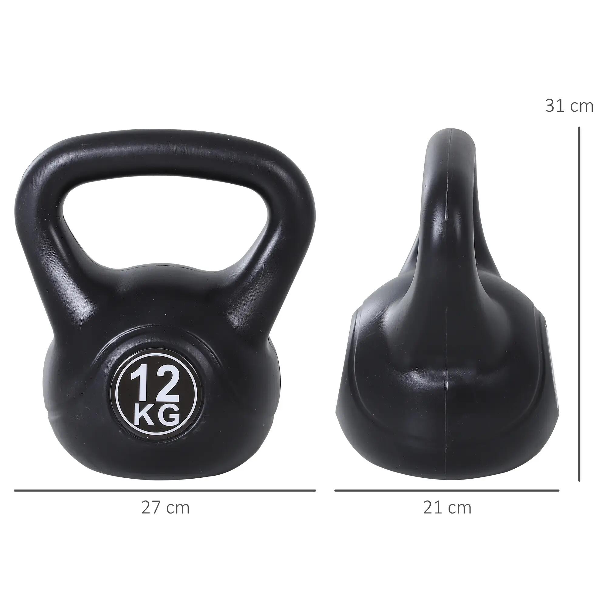 Kettlebell - Haltérophilie - Unisexe - Lestée sable 12 kg - noir 5/6