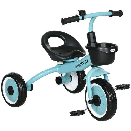 Tricycle enfant - Fitness - Selle réglable, panier, sonnette - Bleu