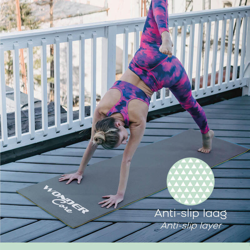 Wonder Core, Yoga Mat Fitnessmat, Anti Slip, Sport Mat, Grijs/Groen