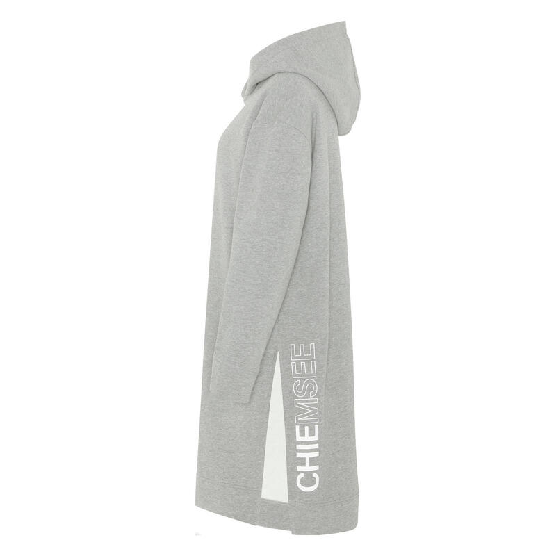 Long-Hoodie mit Logo und Seitenschlitzen