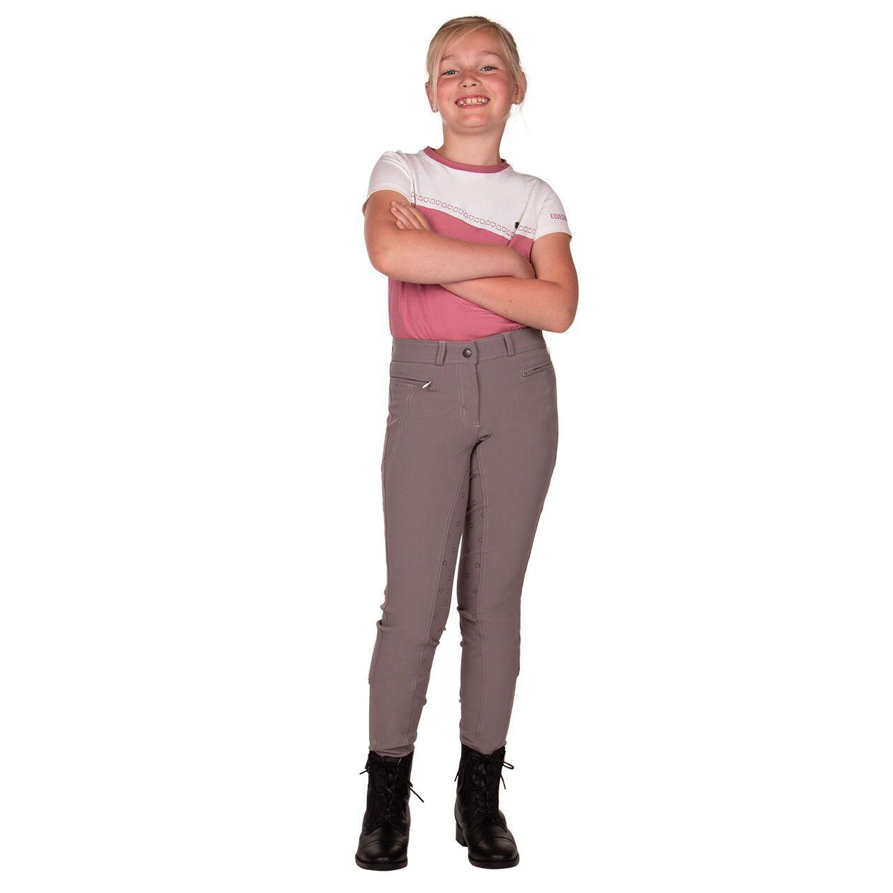 Qhp - Pantalon Équitation Fille Full Grip Qhp Victoria - Pantalon D'Équitation - Gris - 10 À 12 Ans - Decathlon