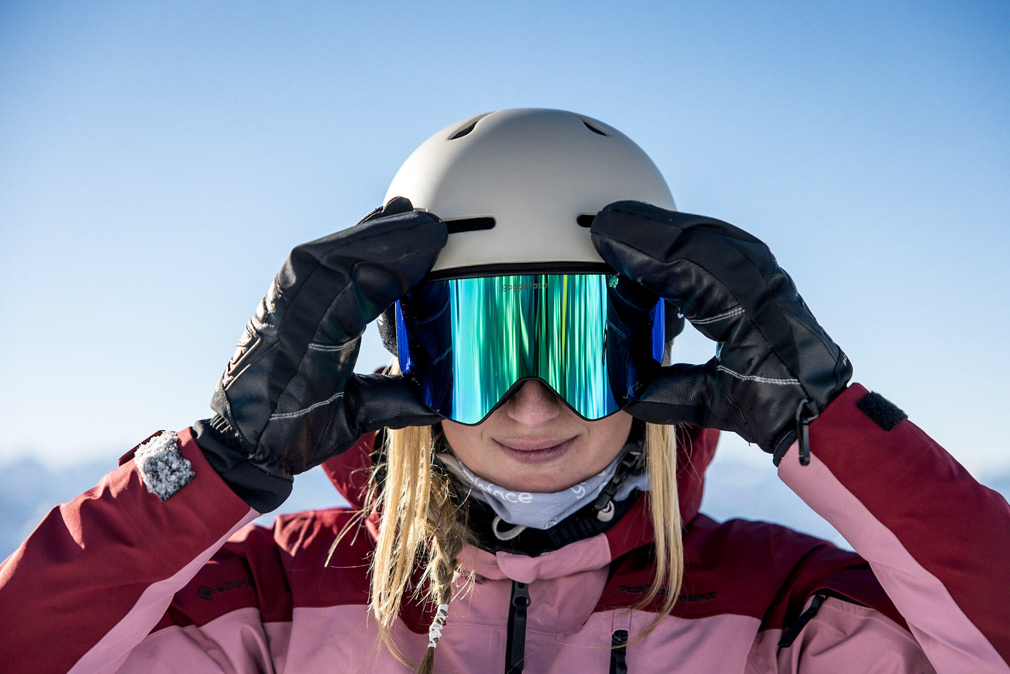 GOGGLEFACE Straight Line Ski- en snowboardbril - Zwart/Groen - Unisex 3/4