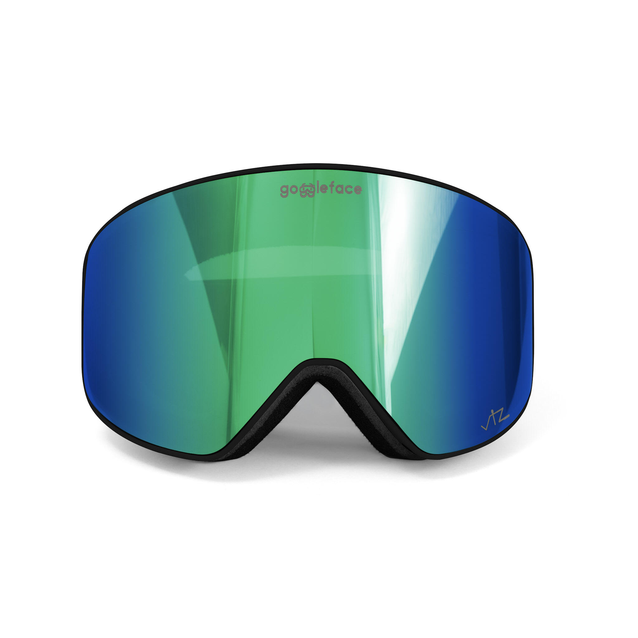 GOGGLEFACE Straight Line Ski- en snowboardbril - Zwart/Groen - Unisex 2/4