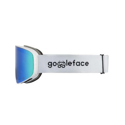 Goggleface straight line skibril wit/blauw - unisex
