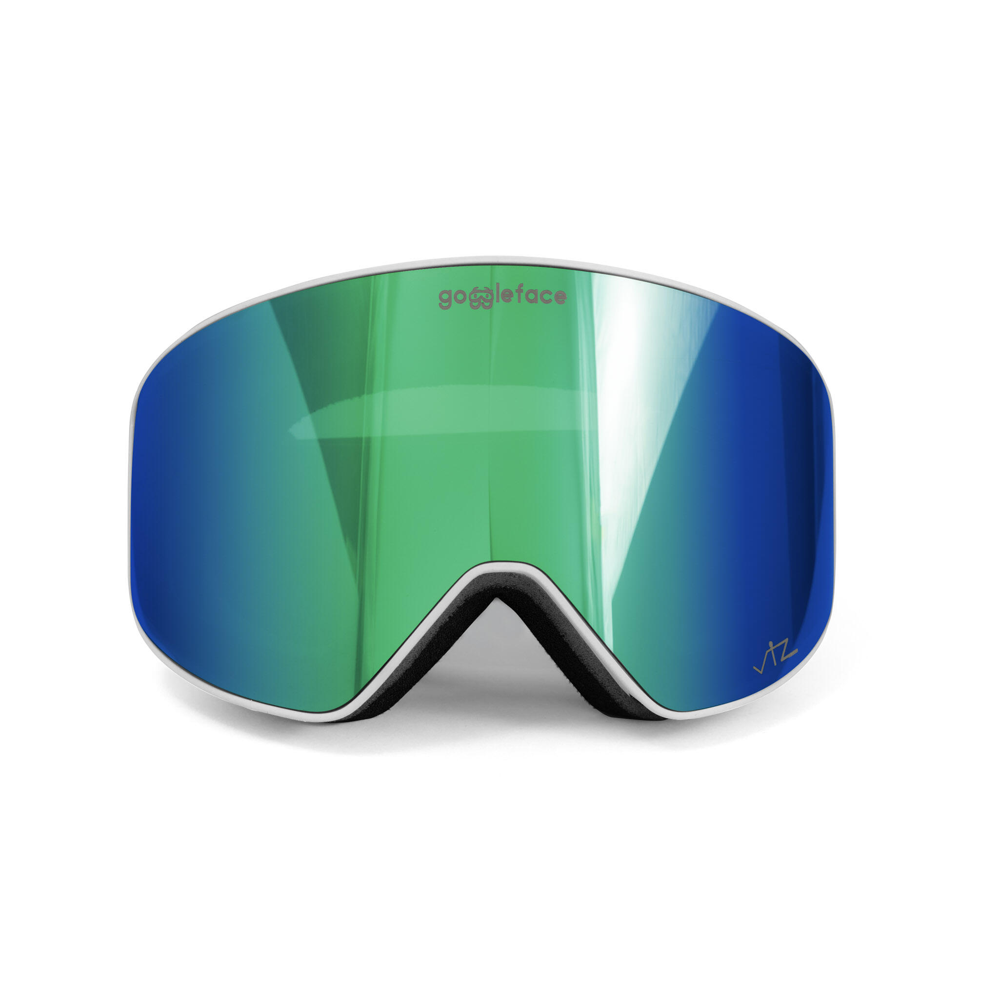 GOGGLEFACE Straight Line Skibrille – Weiß/Grün – Unisex 2/4