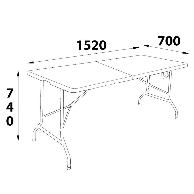 Table de camping pliable 152 x 70 cm - Plastique