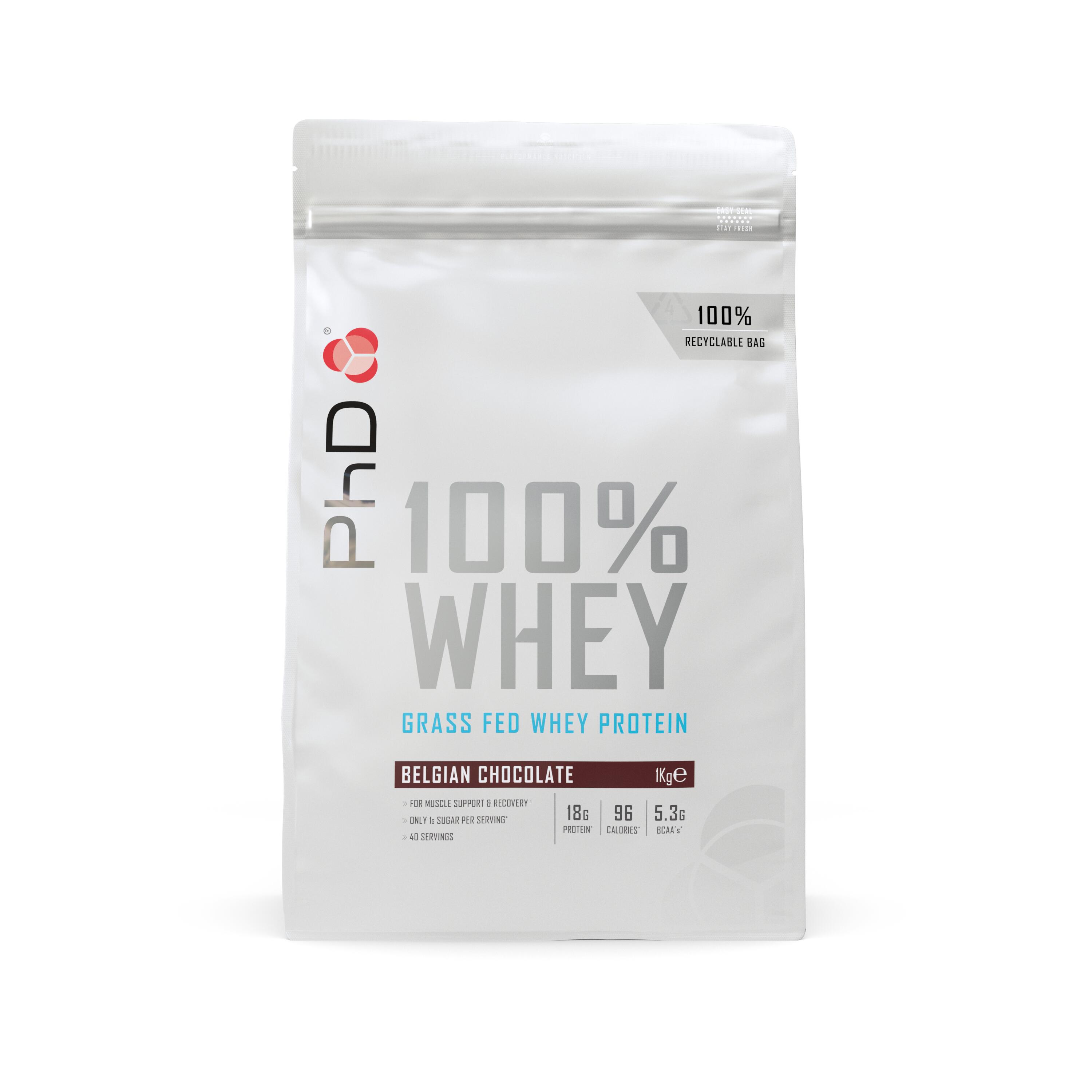 PHD NUTRITION PhD Nutrition | 100% Whey Powder | Belgian Chocolate Flavour | 1kg