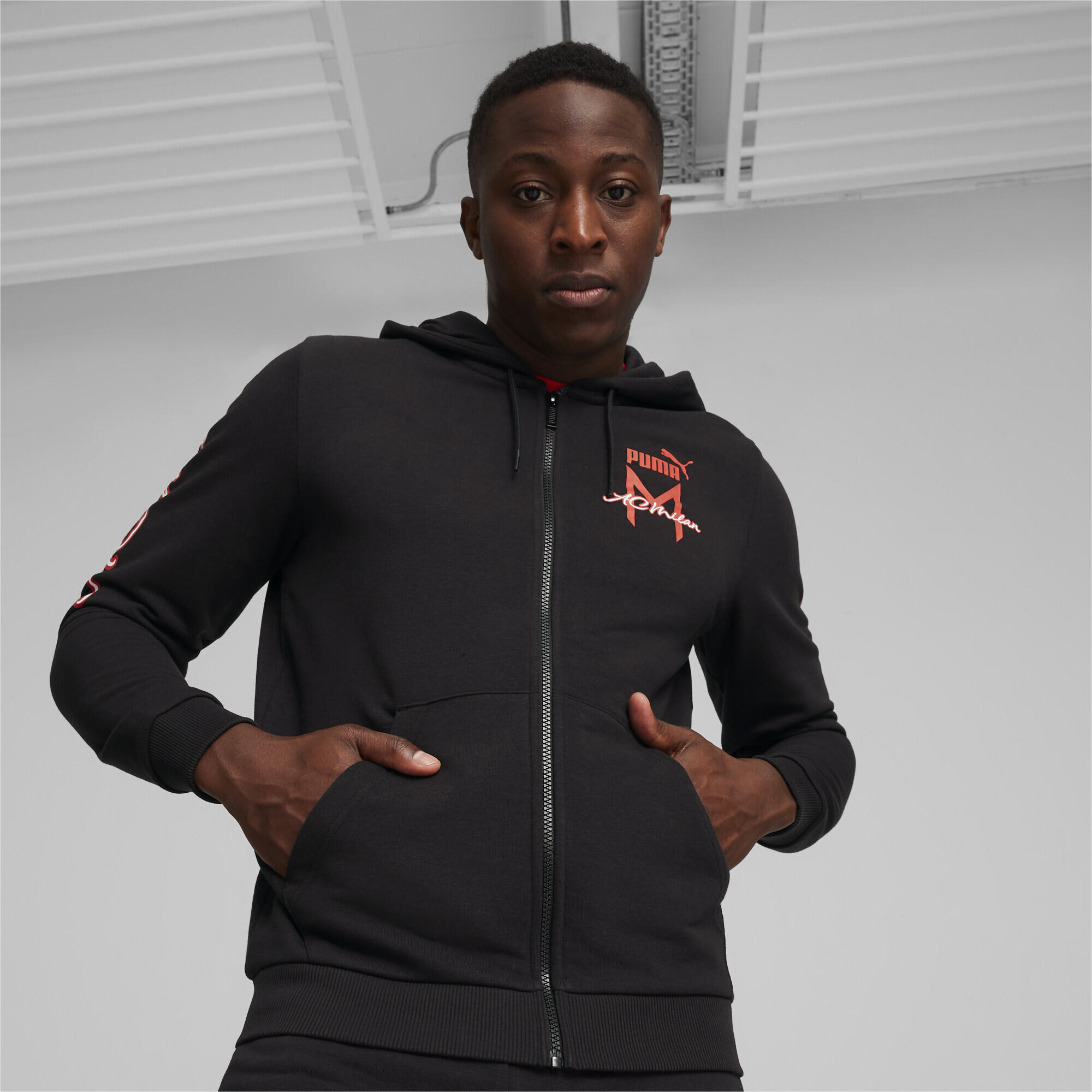 Felpa con cappuccio con zip integrale AC Milan Ftblicons PUMA Black 2/6