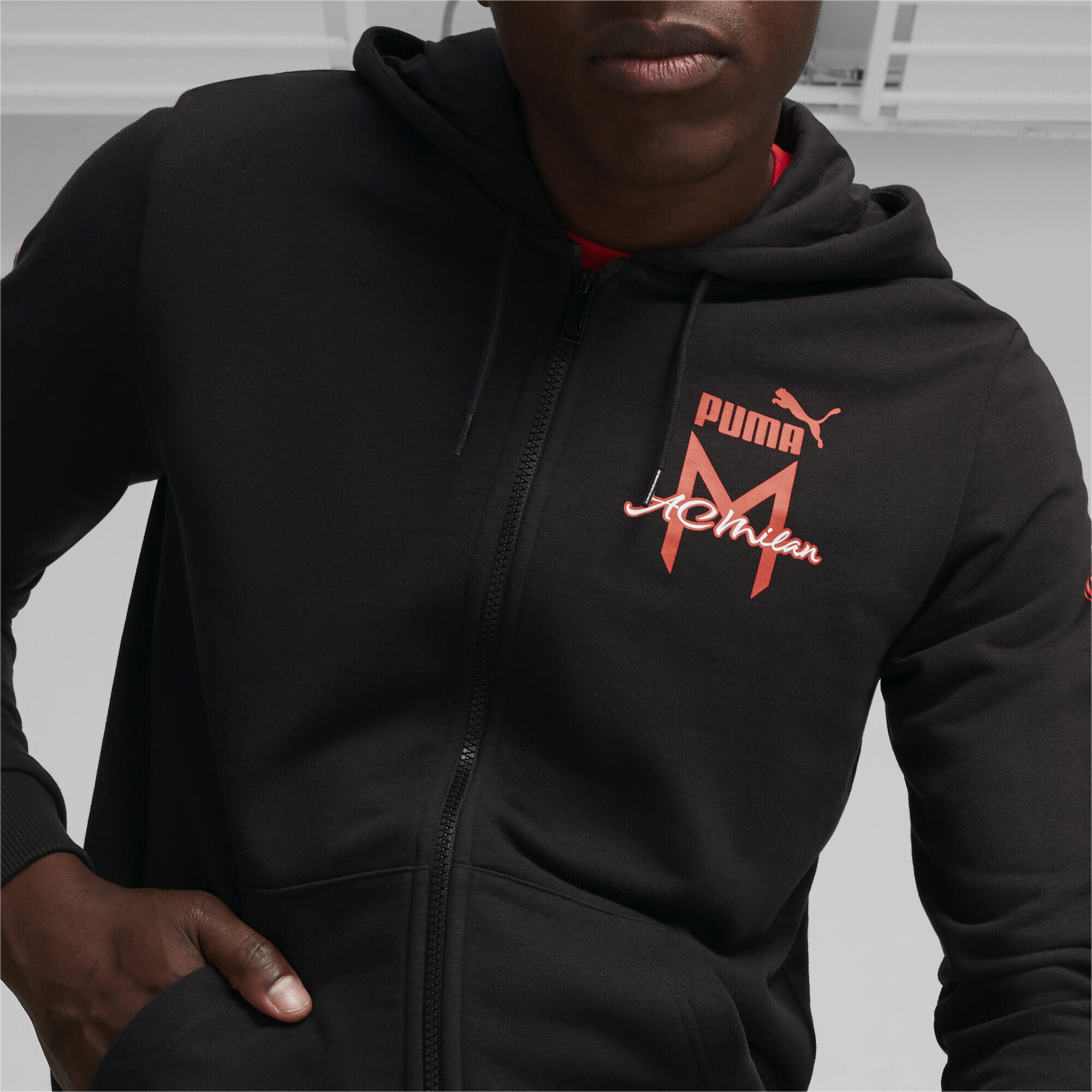 Felpa con cappuccio con zip integrale AC Milan Ftblicons PUMA Black 5/6
