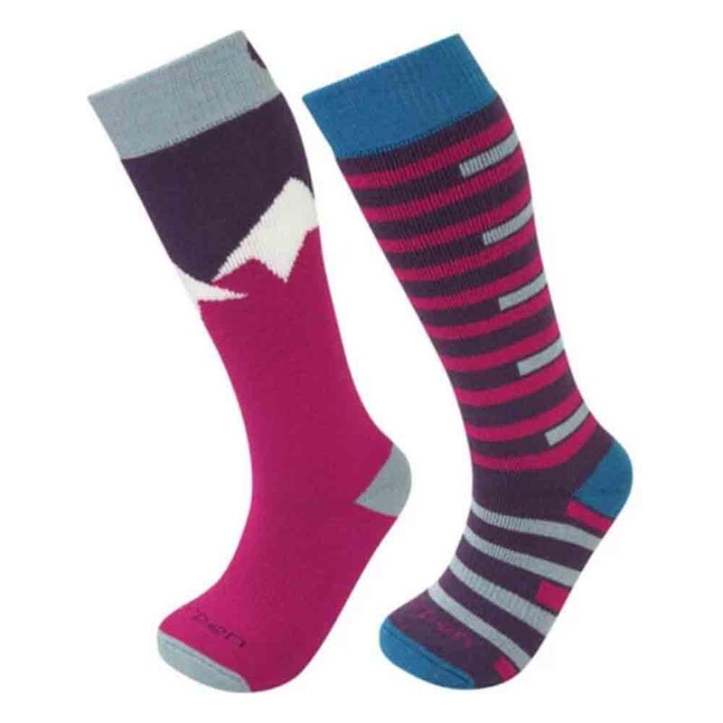 Merino Ski 2 Pack Kids' Ski Socks (2 Packs) - Pink