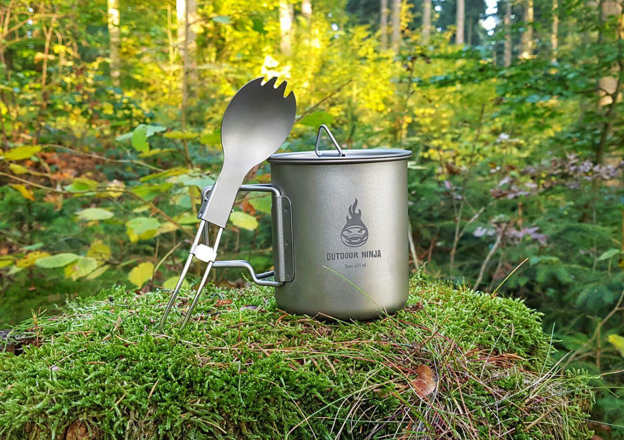 Outdoor Ninja Titan Tasse 420ml + Falt Göffel Set 3/4