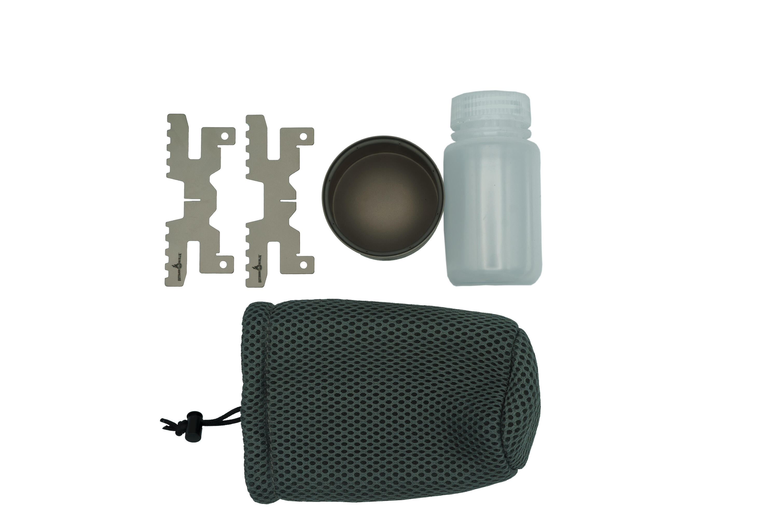Outdoor Ninja The Burner - Spiritusbrenner Set + Topfkreuz + Flasche 2/7