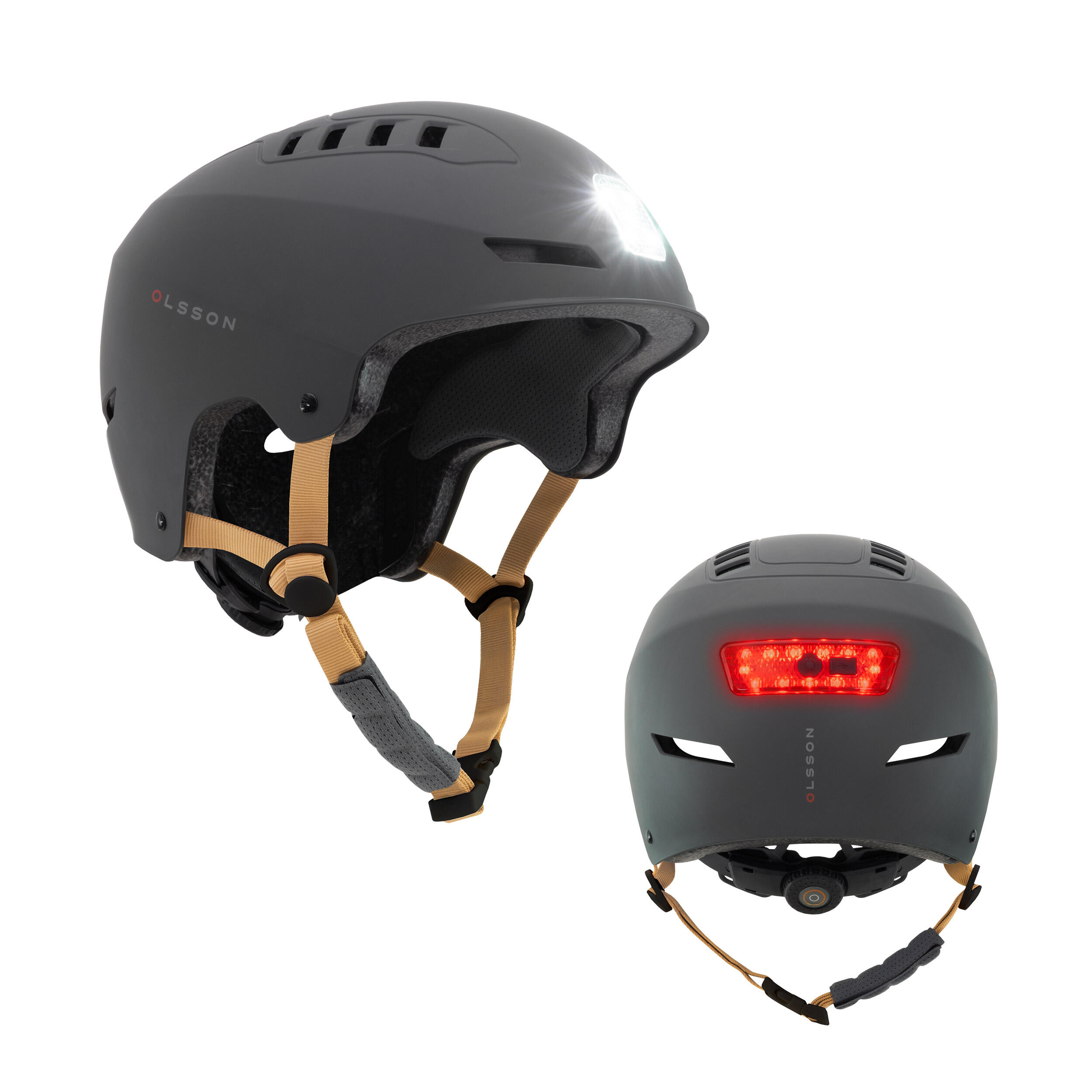 Olsson And Brothers - Casque Lumière Olsson Urban Light Anthracite 51-54cm Skates Roller Vélo - Casque - Gris - 38 S - Decathlon