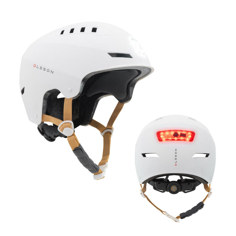 Casco con luz OLSSON URBAN LIGTH Blanco 51-54cm Patinete skate Patines bicicleta