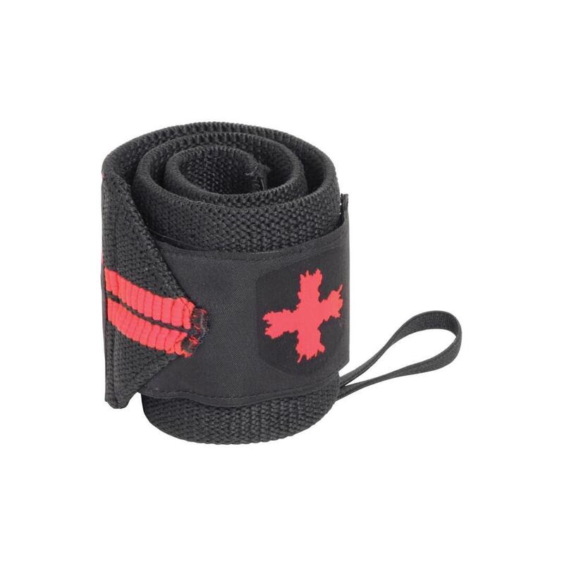 Cinturino da polso per sollevamento pesi e bodybuilding - Nero/Rosso