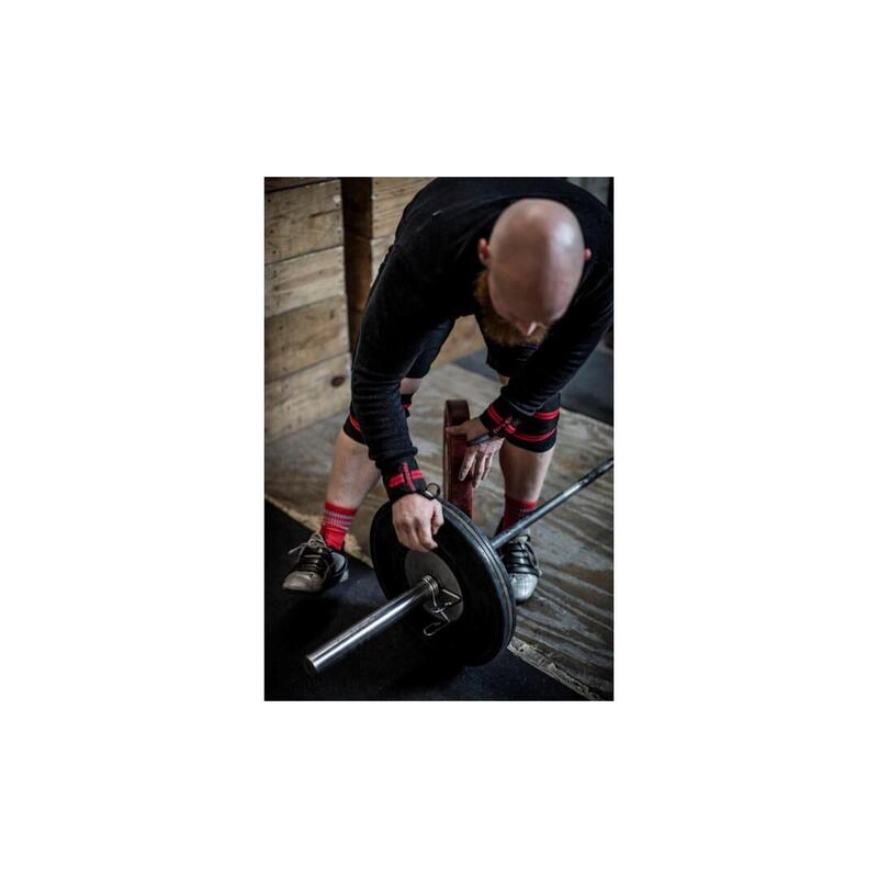 Cinturino da polso per sollevamento pesi e bodybuilding - Nero/Rosso