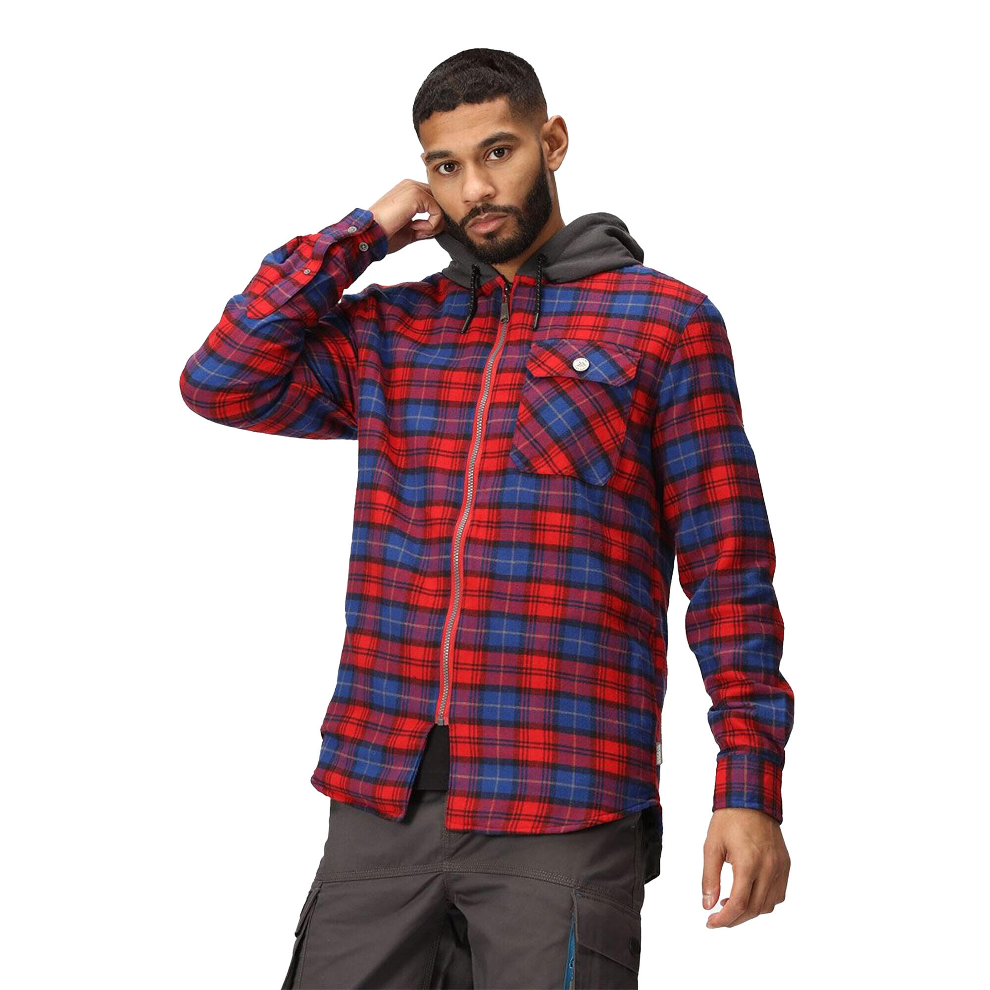 Mens Tactical Siege Checked Jacket (Classic Red) 3/4