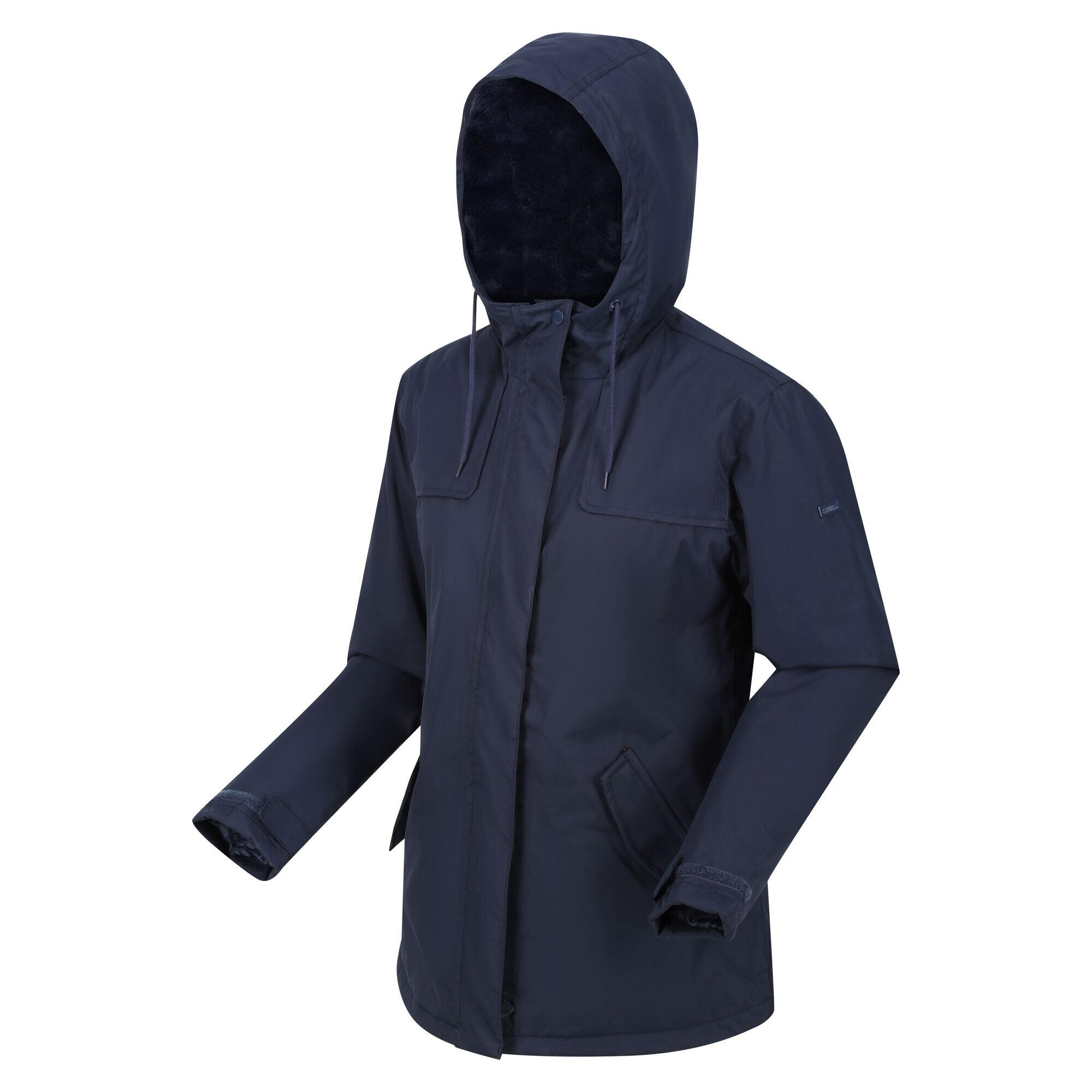 Womens/Ladies Bria Faux Fur Lined Waterproof Jacket (Navy) 3/5