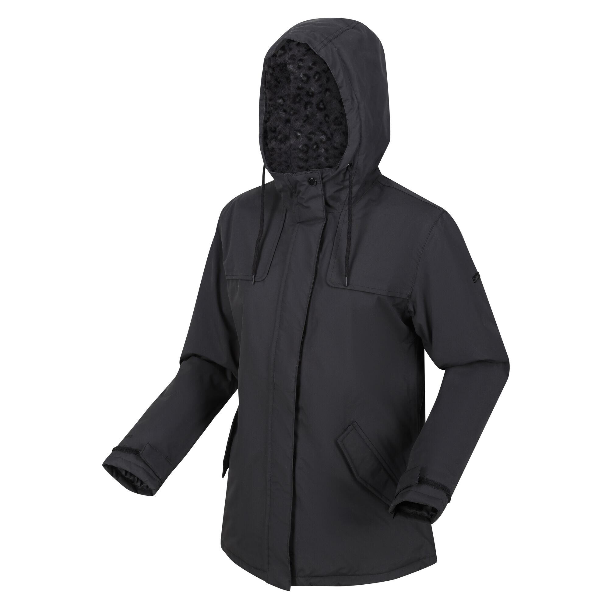 Womens/Ladies Bria Faux Fur Lined Waterproof Jacket (Black) 3/5