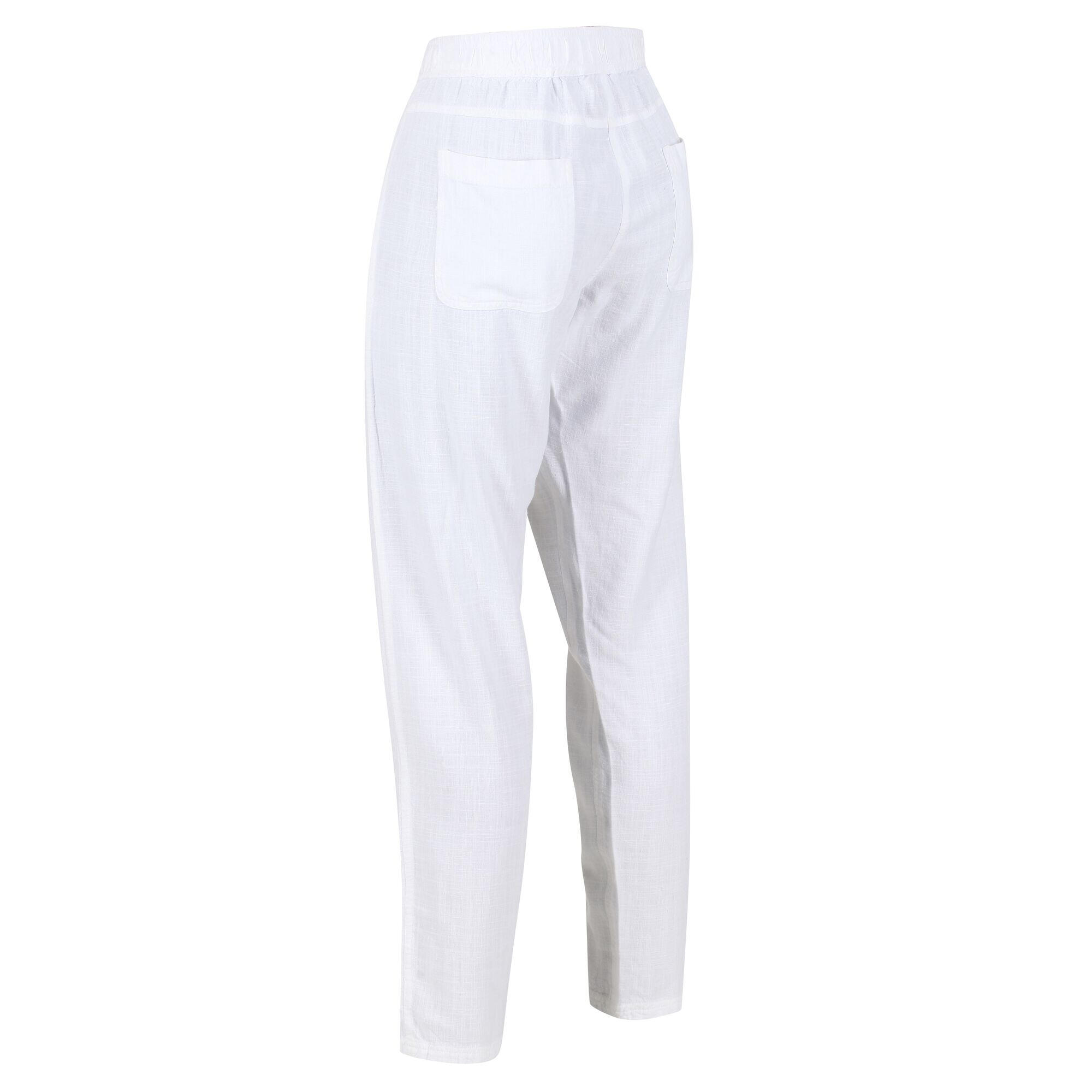 Womens/Ladies Maida Linen Trousers (White) 4/5