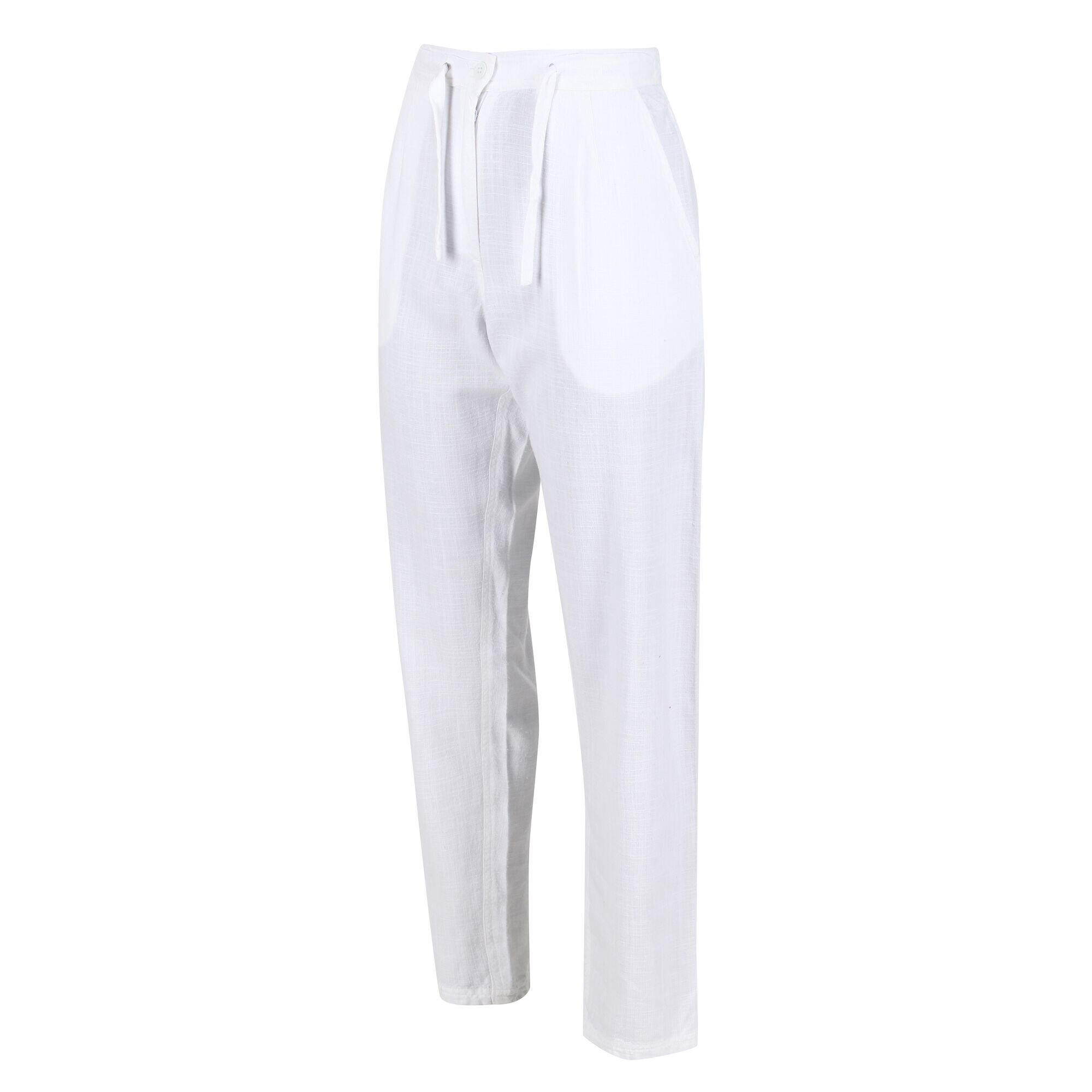 Womens/Ladies Maida Linen Trousers (White) 3/5