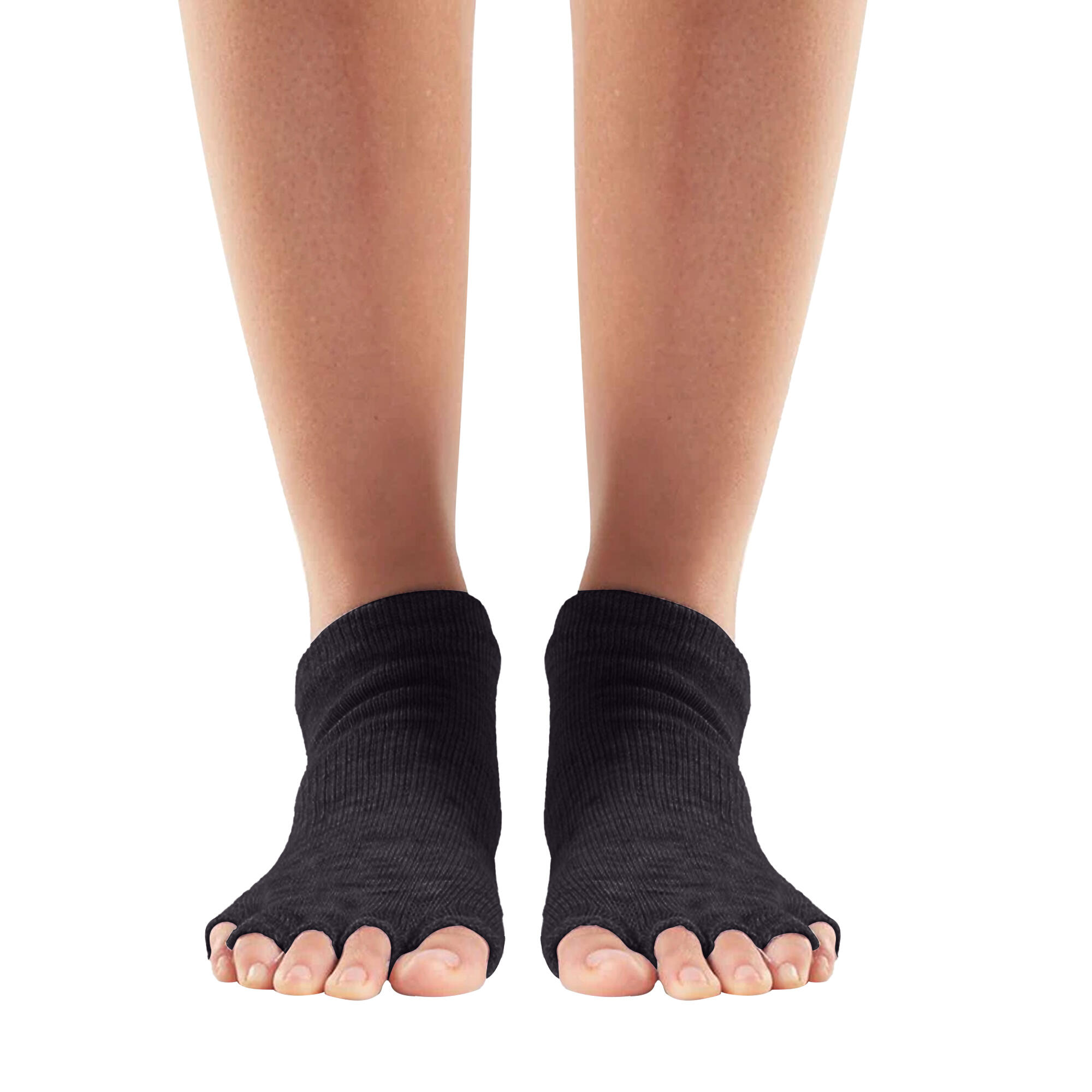 Womens/Ladies Half Toe Socks (Black) 4/4