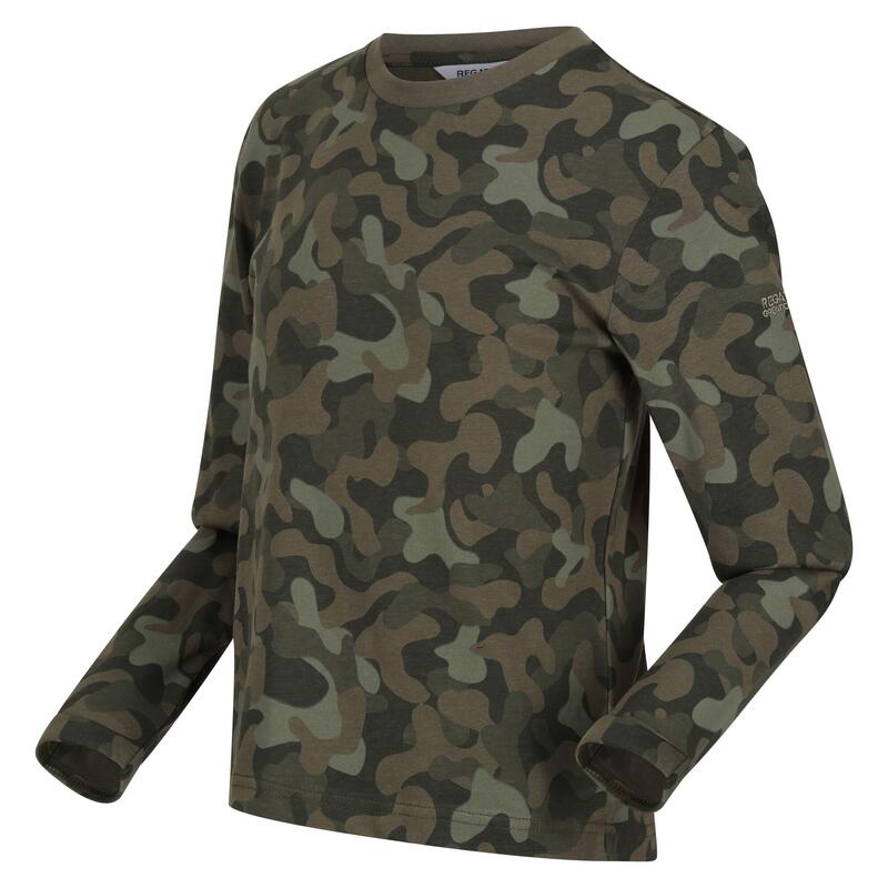 Kinder/Kinder Wenbie III Camo Tshirt met lange mouwen (Donkere Khaki)