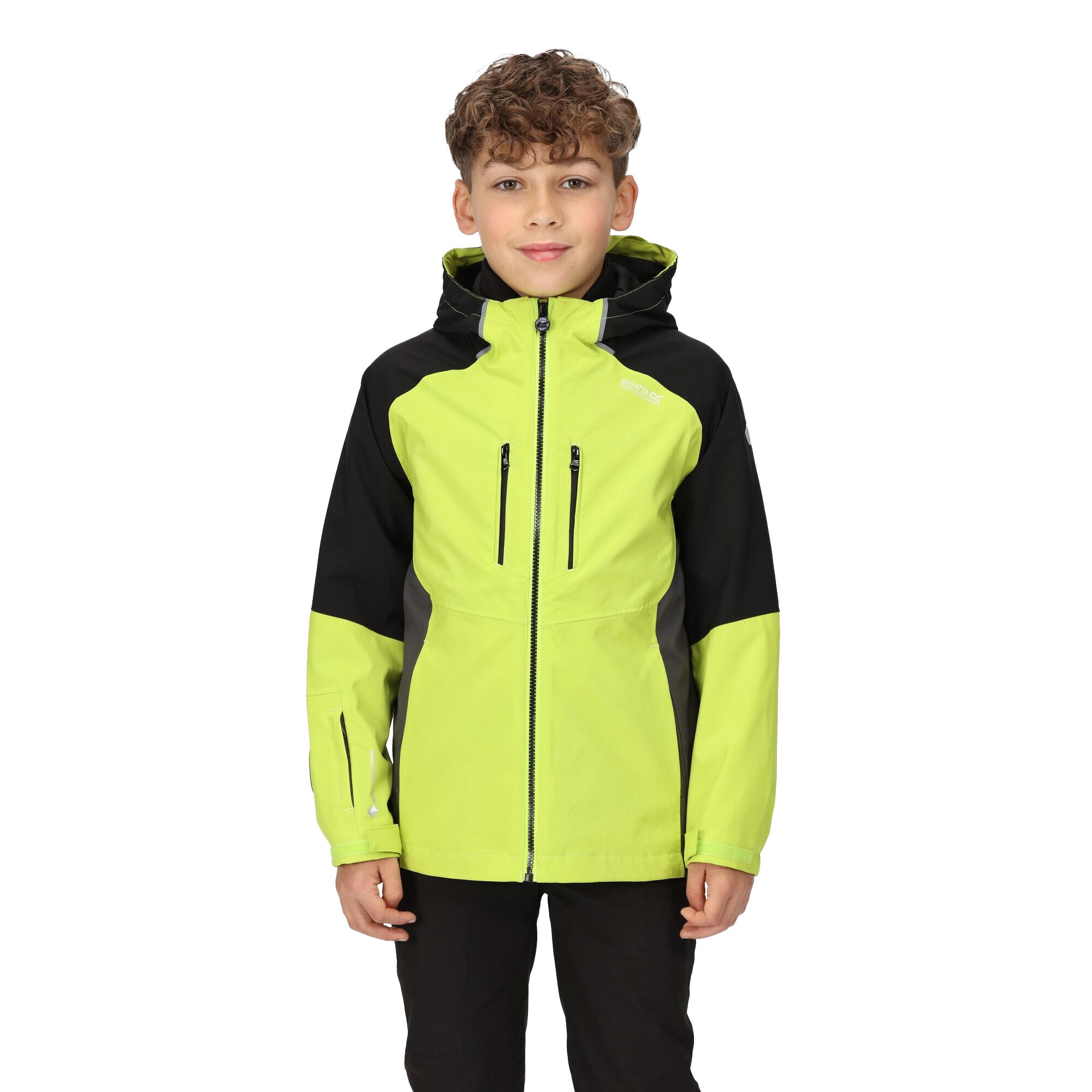 Childrens/Kids Hydrate VII 3 in 1 Waterproof Jacket (Bright Kiwi/Black) 3/5